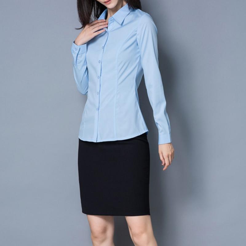 Bürodamen-Revers-Schlankhemden Langarm-Button-Down-elegante Bluse Sommeroberteile mit klassischer Passform Formelle Anlässe Blusen