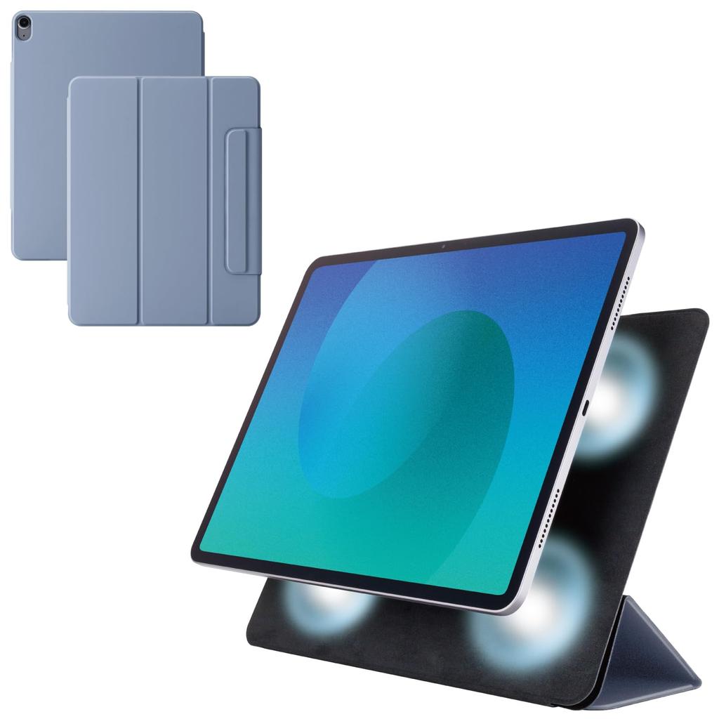 Elecom IPad Air 13 Inch Magnetic Auto Wake Blue Gray (M3/M2) 2025/2024 Case, Adsorption, Ultra-thin, Lightweight, 2-Angle Adjustment, Sleep/Auto Up,
