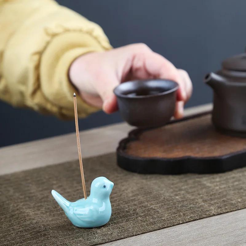 Cute mandarin duck Curled Incense Burner Stick Holder Ceramic Censer Plate Home Fragrance Incense base Ornaments Decoration