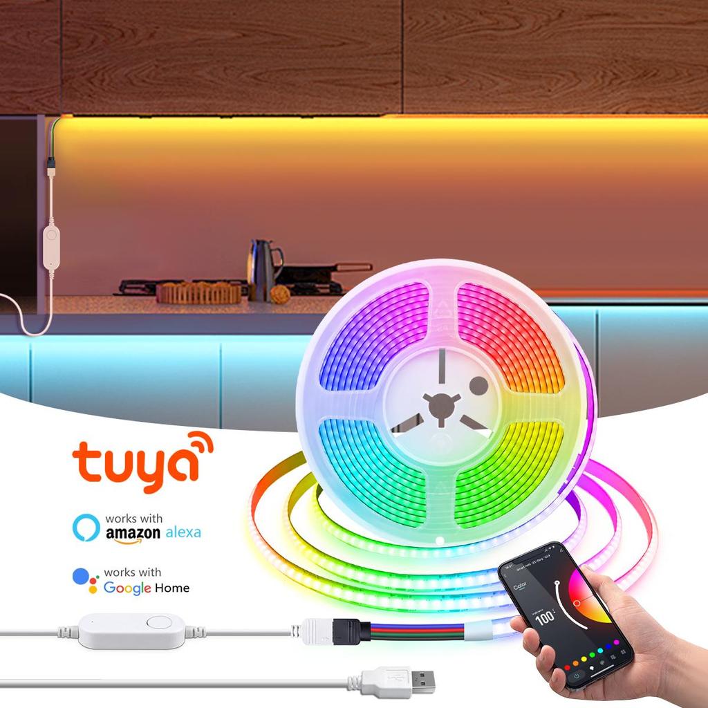 Benzi LED RGB COB WiFi Smart Tuya USB 5V 576LEDs/M Telecomandă Dimmabil Bandă LED Ribbon Iluminare de Fundal TV Decor Cameră Bucătărie