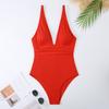 Womens Modest One-Piece Swimsuit With Padded Bust High-Waisted Fit Solid Color Stretchy Fabric Swimming Water