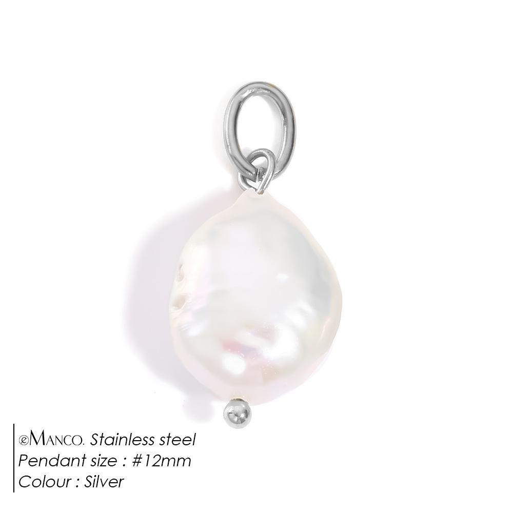eManco Stainless Steel Vintage Freshwater Pearl Irregular Pendant