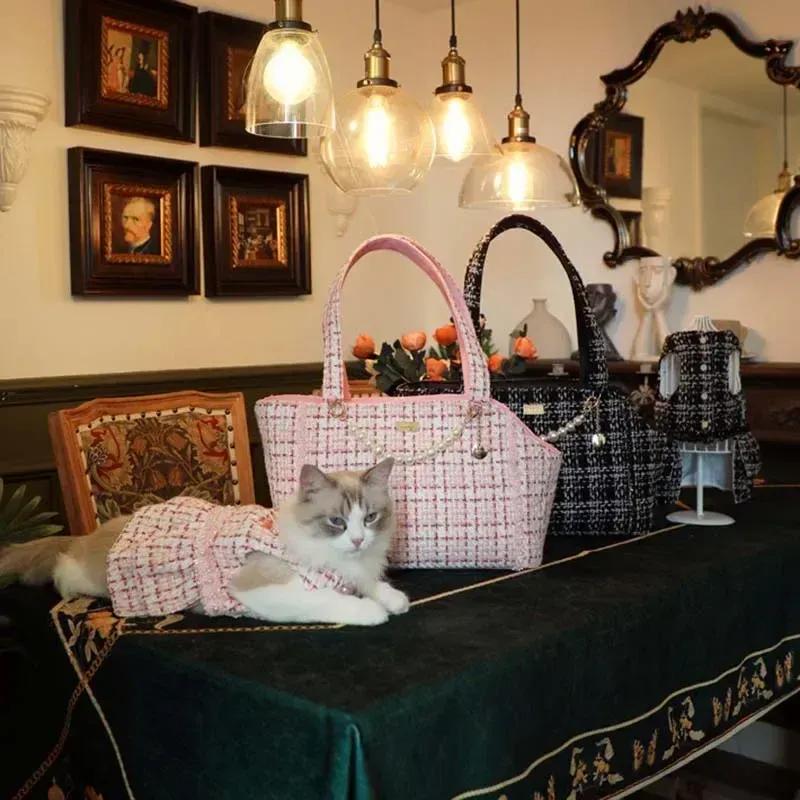 Luxusní tašky přes rameno pro malé psy Potřeby pro mazlíčky Venkovní přenosná taška pro štěně Psí doplňky Nosič pro kočku plemene Yorkshire Terrier Chihuahua