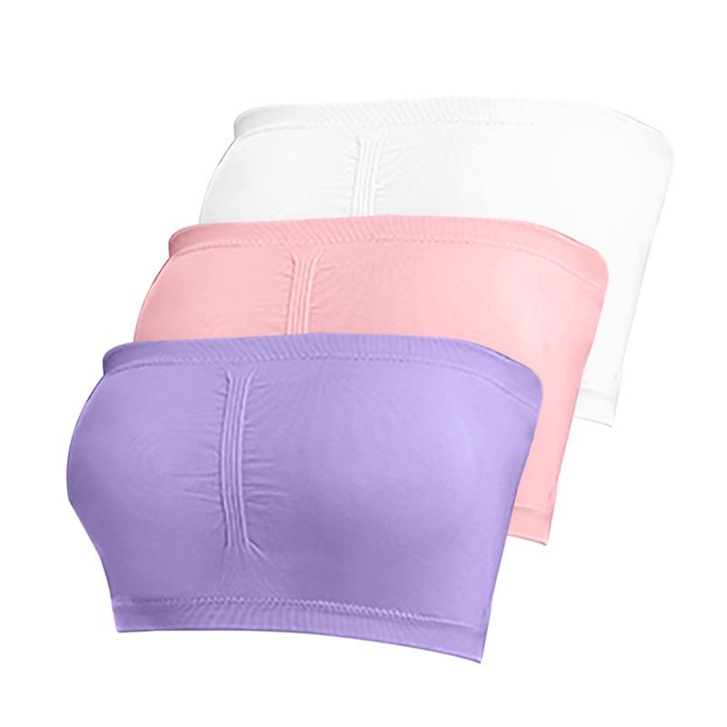 Women's Double Layer Strapless Bandeau Top with Removable Pads - One-Shoulder Bustier Style Invisible Underwear