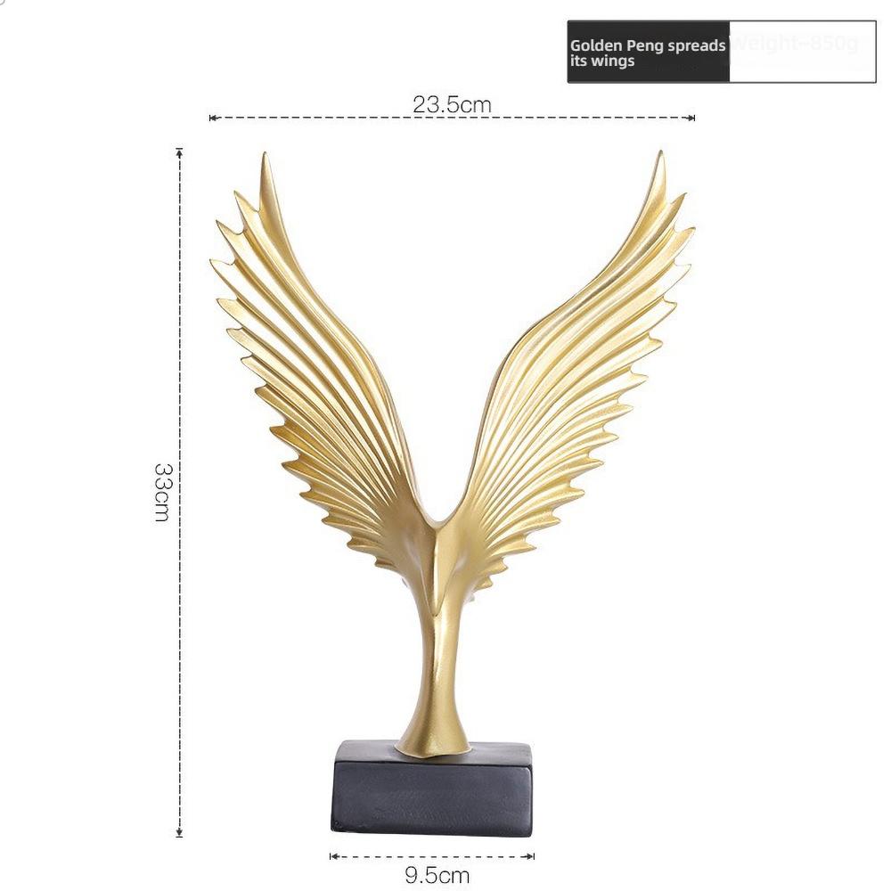 Minimalist Golden Angel Wing Figurine - Small Resin Memorial Gift for Healing, Hope Desk Decor for Her/Him