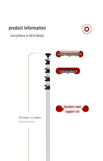 Telescopic Rod for Ceiling Support with Spirit Level and Infrared Bracket