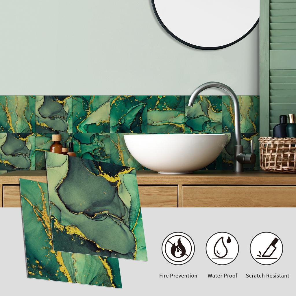 Self-adhesive Wall Sticker Kitchen Bathroom Waterproof and Oil-proof Crystal Tile Sticker Marble Pattern Home Decoration Wallpaper