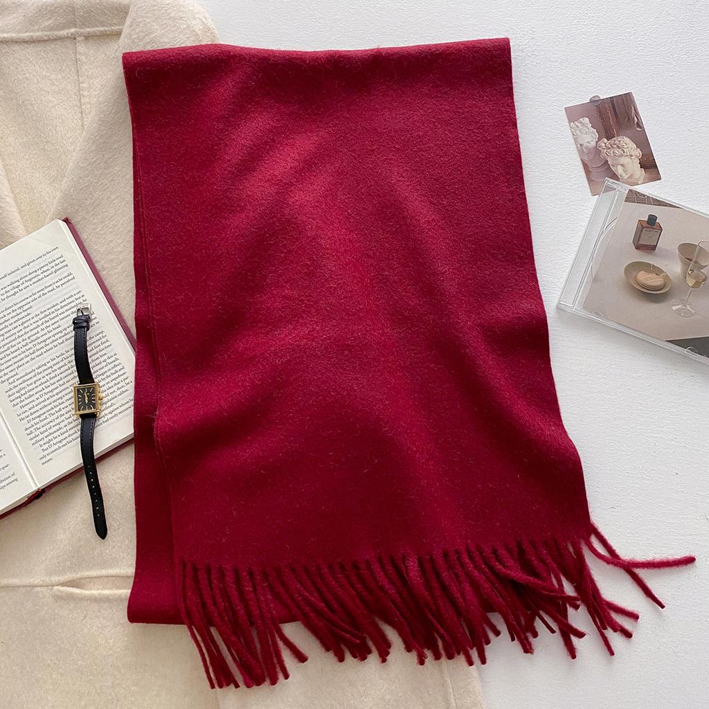 30*180cm Wool Scarf Women Luxury Solid Color Winter Warm Fashion Scarves Tassel Shawls Pashmina Lady Soft Wraps