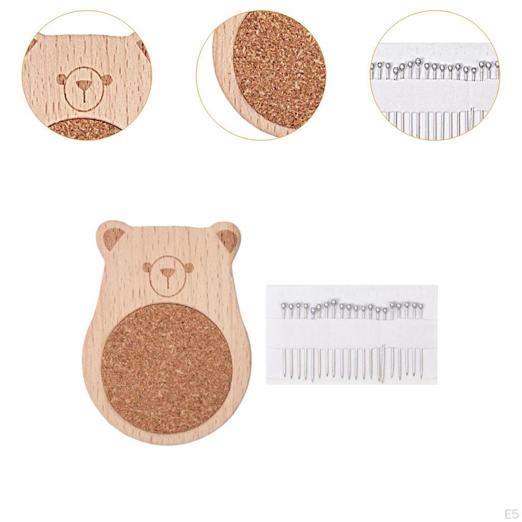 Pin Cushion Needle Organizer Wooden Crafting Supplies Lightweight Holder Pad for