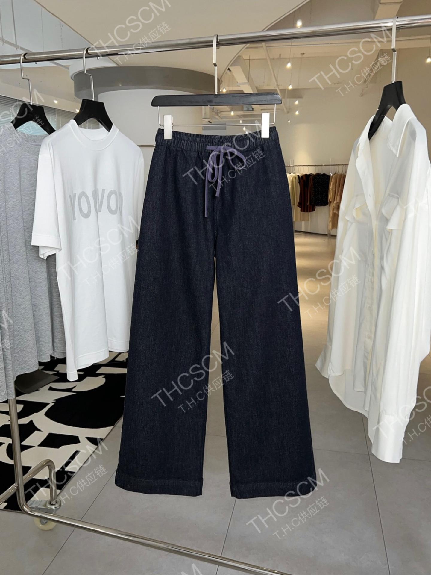 

**Featured Spring Dye Elastic Waist Wide-Leg Floor-Length Denim Pants** Small чёрный/индиго