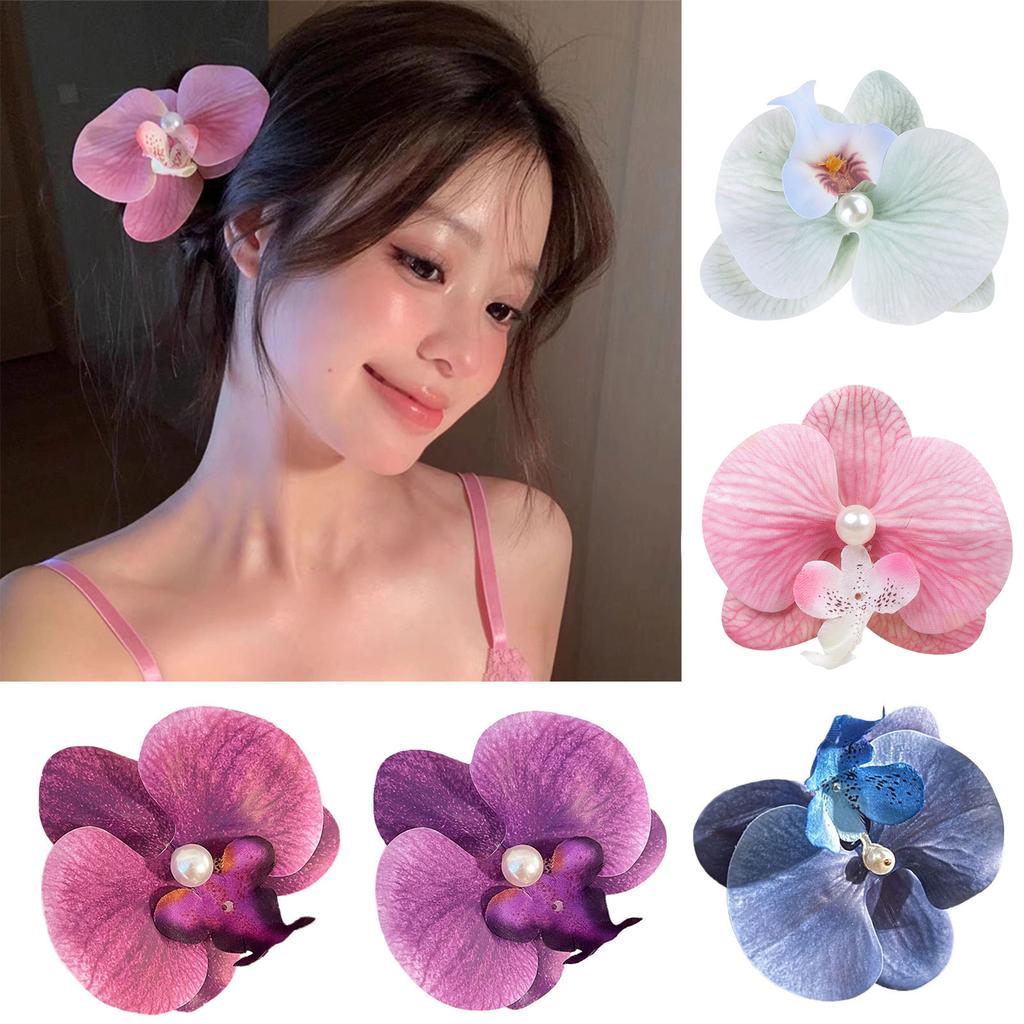 Simulated Flower Hair Clip Unique Phalaenopsis Side Bangs Women Barrettes Hairpin Hair Accessories Wedding Party Styling