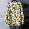 Women's Floral Print Round Neck Long Sleeved T-shirt Sweatshirt Top