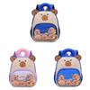 Kids School Backpack With Cartoon Capybara Design And Breathable Nylon Material For Little Learners
