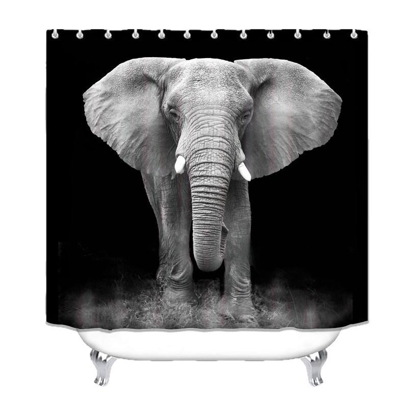 Polyester Elephant 3D Digital Printing Bathroom Personalized Partition Shower Curtain Four-Piece Set