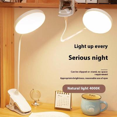 LED Tischlampe USB Wiederaufladbares Nachtlicht mit Faltklemme 3 Modi Dimmbar Augenschutzlicht