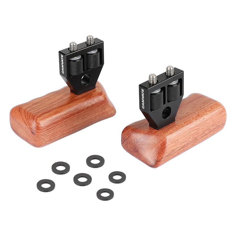 

HDRIG DSLR Camera Monitor Cage with Wood Side Handles (Pair) - Double 1/4 Screws, Left & Right Handles (Model 1346)