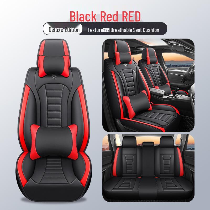All-Season Universal Five-Seater Leather Car Seat Covers: Full Coverage Mats for Driver, Passenger, and Rear Seats
