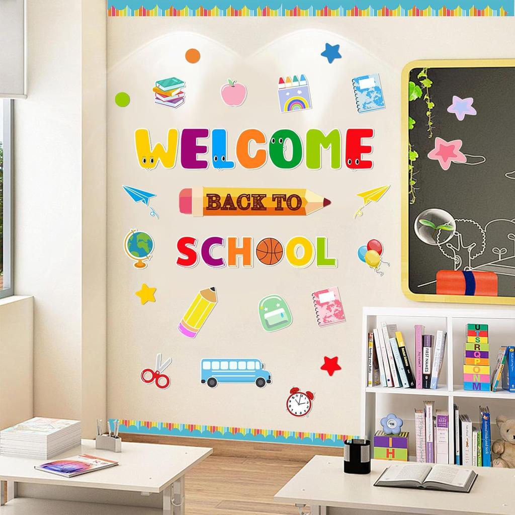 Back to School Classroom Bulletin Board Decoration Set Welcome Back to School Cutouts for First Day of School Classroom Wall Door Decorations for