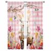Easter Bunny Tulip Branch Eggs Plaid Tulle Curtains For Living Room Sheer Curtain For Bedroom Kitchen Blinds Voile Curtains