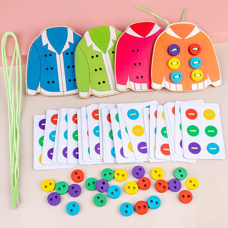 Wooden Fish Lacing Toy for Hand-Eye Coordination and Sensory Development