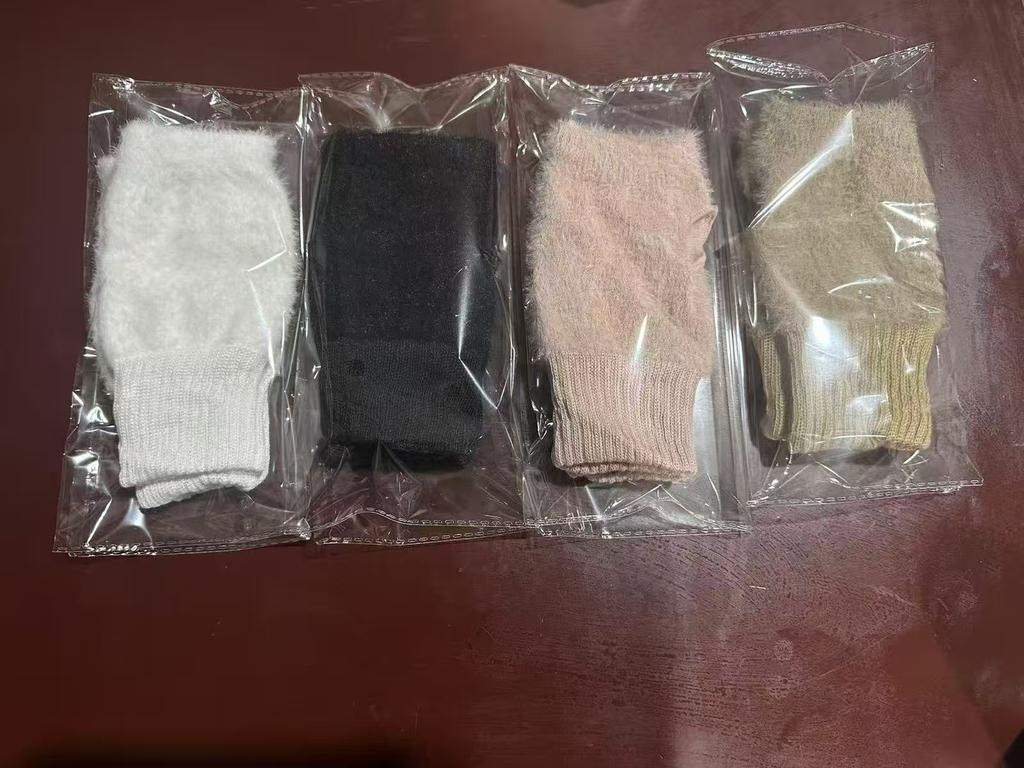 Winter Plush Half Finger Gloves Touch Screen Warm Knitted Fingerless Mittens for Women Students Writing Office Outdoor