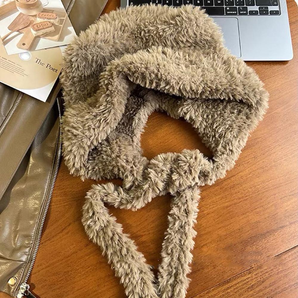 Women Winter Warm Kawaii Fox Fur Imitation Mink Plush Hat Thickened Cute Bear Ear Hat Ear Protection Cosplay Cap