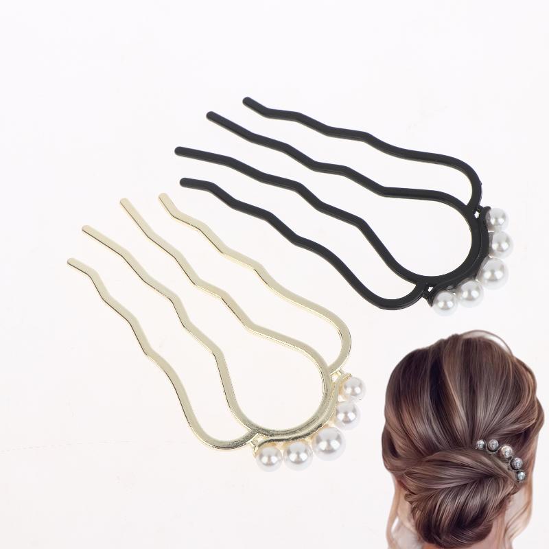 1Pcs Pearl Hair Fork Hair Clip Hairpins Metal U-Shaped Hair Sticks Combs Women Girl Hair Accessories Ornament Styling Tool