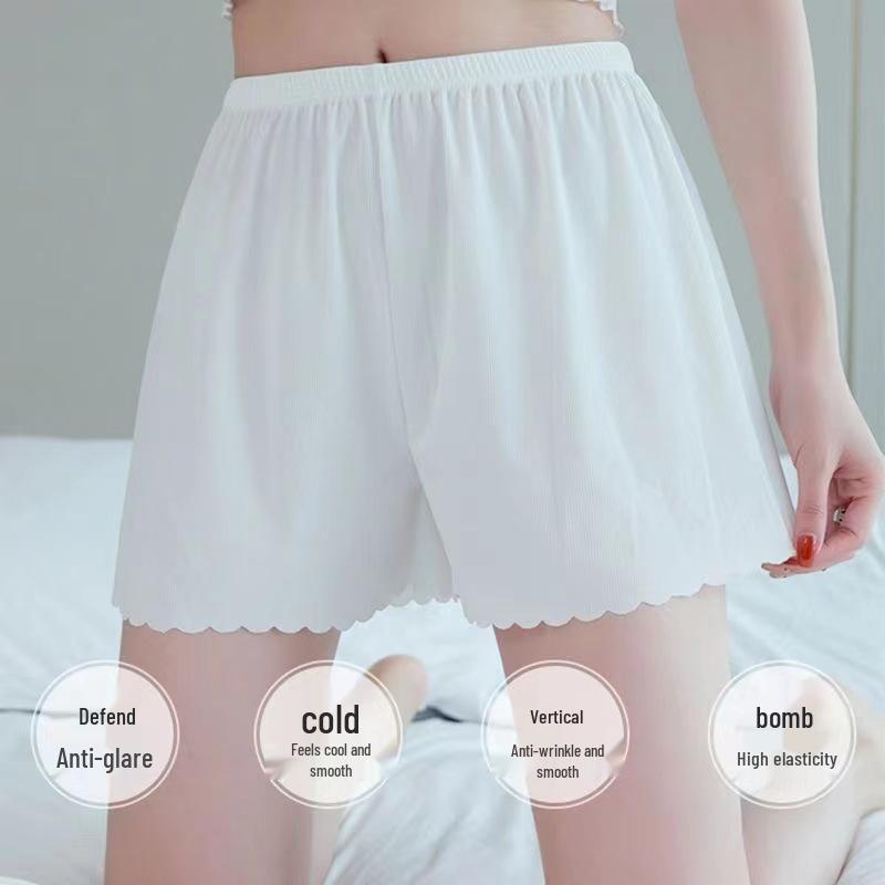 Ice Silk Women's Safety Shorts - High Elastic, Seamless, Breathable, Anti-Exposure Leggings for Summer