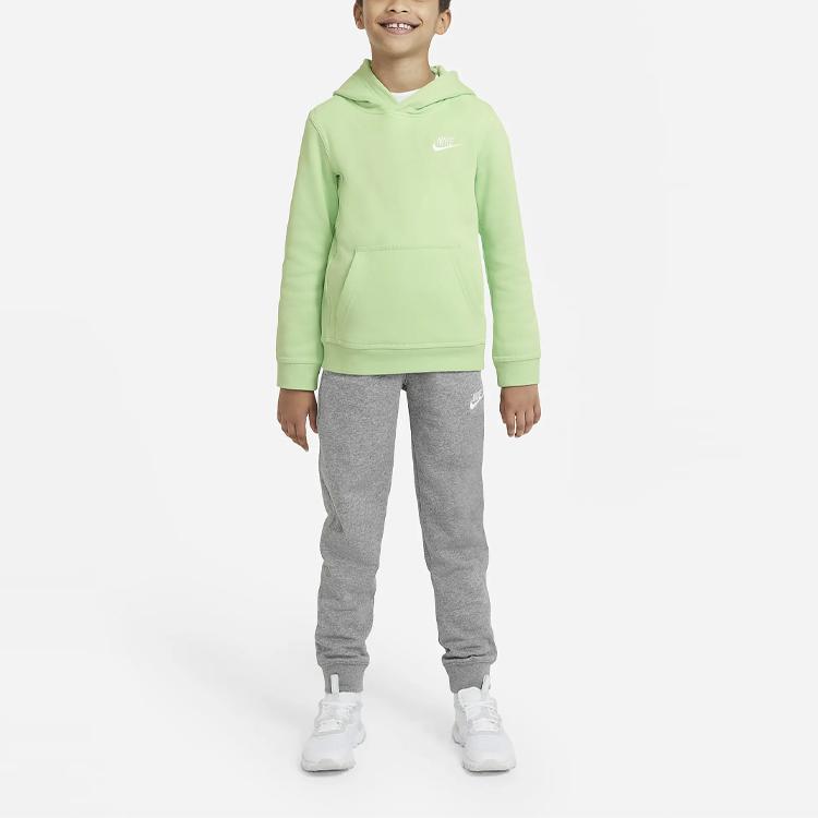 Nike Sportswear Club Logo Embroidered Solid Color Joggers With Drawstring Kids Bottoms Grey DA0864-091