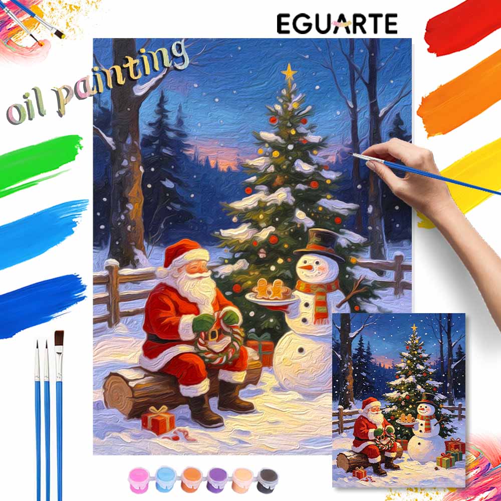Christmas Santa Claus Snowman Tree Gingerbread digital painting oil painting art kit hand painting home decoration painting