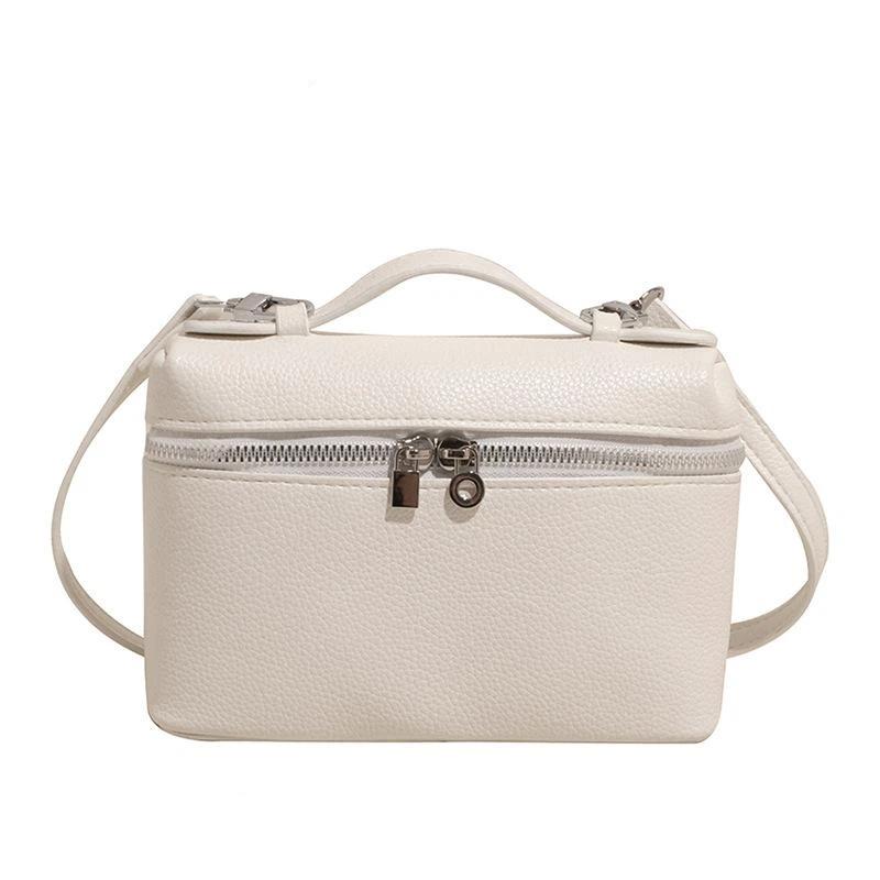 Chic Lychee Grain Women Lunch Tote Bag Insulated Shoulder Crossbody Handheld Bag for Commute Office Food Storage