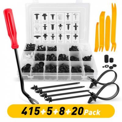 415PCS Car Retainer Auto Fasteners Push Trim Plastic Clips Pin Rivet Bumper Kit