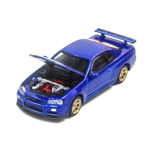 PAUDI MODEL 1/64 Scale Diecast Model Car GT-R R34 Skyline 2000 Nissan V Spec II (Blue)