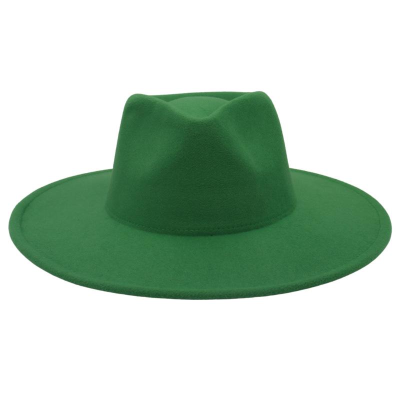 Big Brim Top Hat Women'S Coat With Hat Felt Hat Solid Color Cashmere Jazz Hat