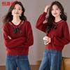 Women's Elegant Bow Knot Beaded Knit Sweater