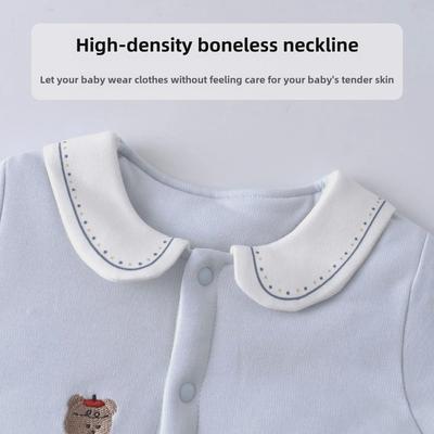 Gepolsterter Baby-Overall mit Bär und Bichon – Baumwoll-Outfit für Neugeborene im Herbst/Winter, 120 g Kletterkleidung.