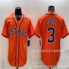 Mens Houston Astros 3 Pena Baseball Jersey Short Sleeve Embroidered Fan Tee Cotton Sport Shirt