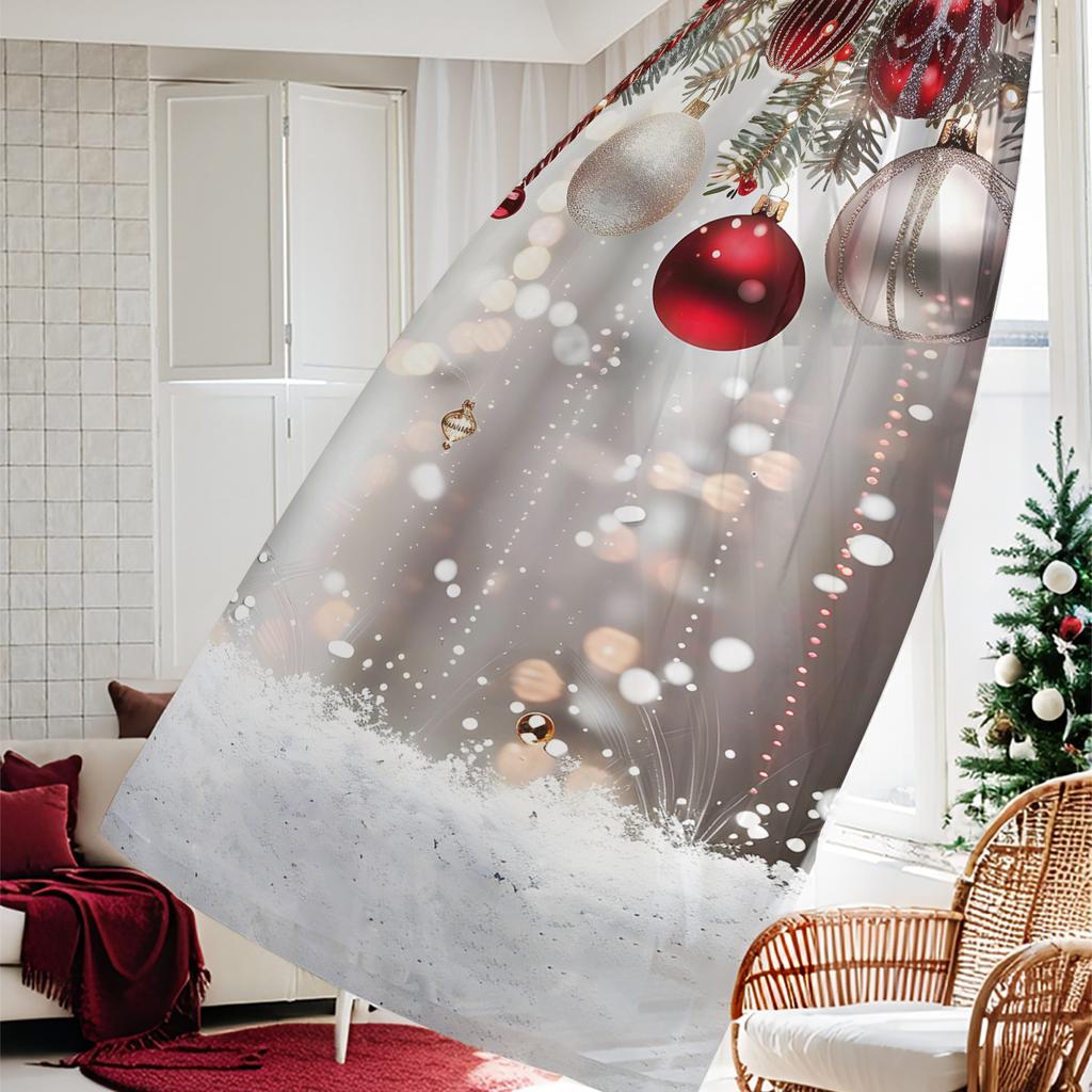 Holiday Christmas Themed Printed Curtain Digitally Polyester Suitable Living Room Bedroom Kitchen Decoration Single Panel Made Of With Rod Pocket