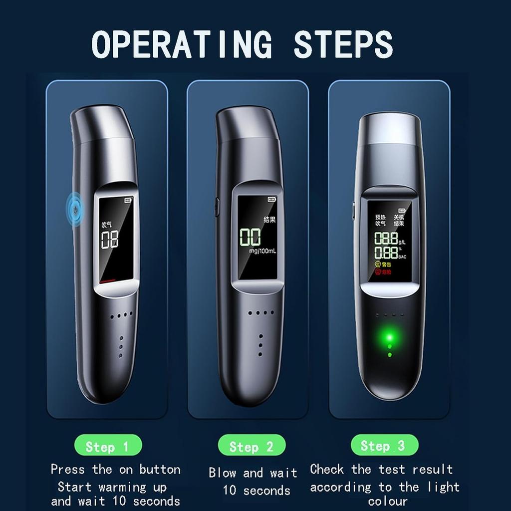Portable Breathalyzer Certified Alcohol Test Professional Non-Contact Alcohol Tester with Digital LCD Display and Voice Alarm