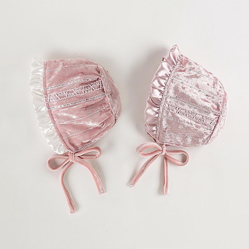 Elegant Silk Velvet Baby Girl Princess Dress & Hat - First Birthday Special