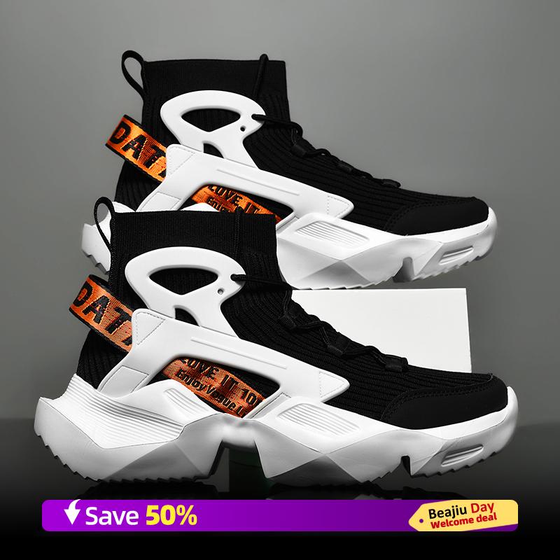 

Мужские ботинки Сетчатая ткань Высокий верх Марафон Спортивные кроссовки для бега Дышащие Легкие Удобные Атлетические Нескользящие Кроссовки 39 черный белый