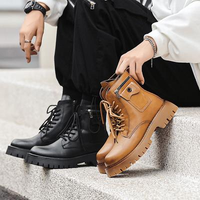 Bottes Martin en cuir pour hommes Bottes rétro tendance Bottes Martin montantes Bottes courtes pour hommes d'automne en gros