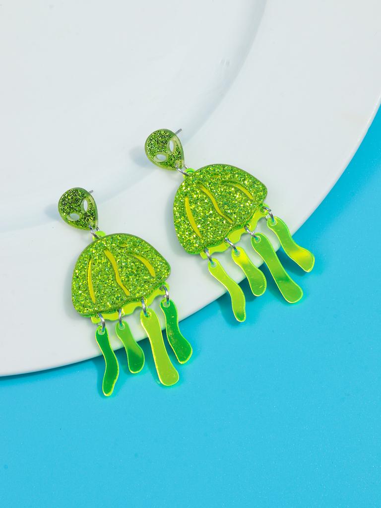 Fashion Candy Color Jellyfish Acrylic Drop Earrings Funny Glitter Animals Resin Dangle Earrings Fashion Accessories Jewelry