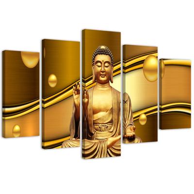 Pětidílný obraz na plátně Buddha Golden Feng Shui