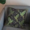 2D Flying Green Birds With Gold Stars Pillow Cover Pattern Cushion Cover Suitable For Sofa Bedroom Car Pillow Cover