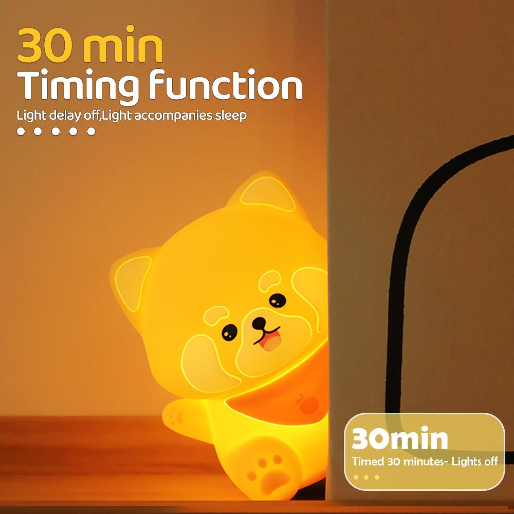 Niedliche Rote Panda Nachtlampe Wiederaufladbar Timer Kinderzimmer Schlaflicht Silikon Touch Control Nachttischlampe Für Kinder Geschenke