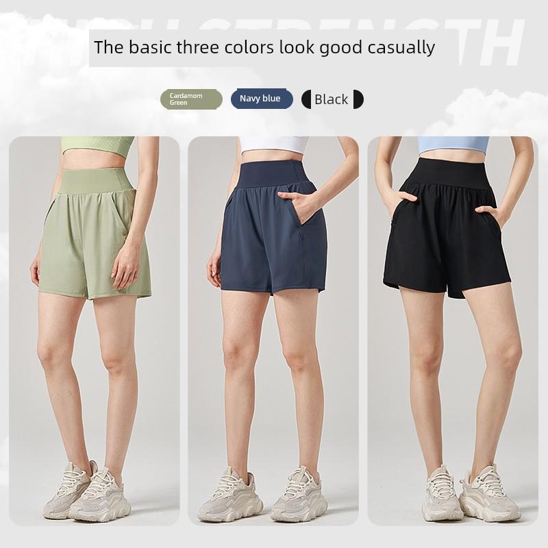 Summer Thin High Waist Internet Celebrity Running Shorts Women's Professional Fitness Training Pant Quick-Drying Loose Sweat-Absorbing Fifth Pants