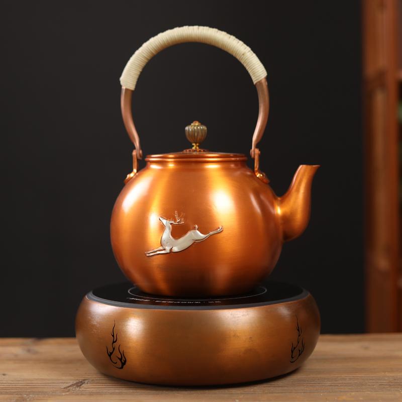 Handgefertigte Lila Kupfer Teekanne Haushalt Hochwertige Kochendes Wasser Hebebalken Kanne Reines Kupfer Kochende Teekanne Kung Fu Tee-Set