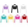 Mädchen Langarm Rundhals Ausgeschnitten Glitzernde Pailletten Crop Top Tanzbekleidung