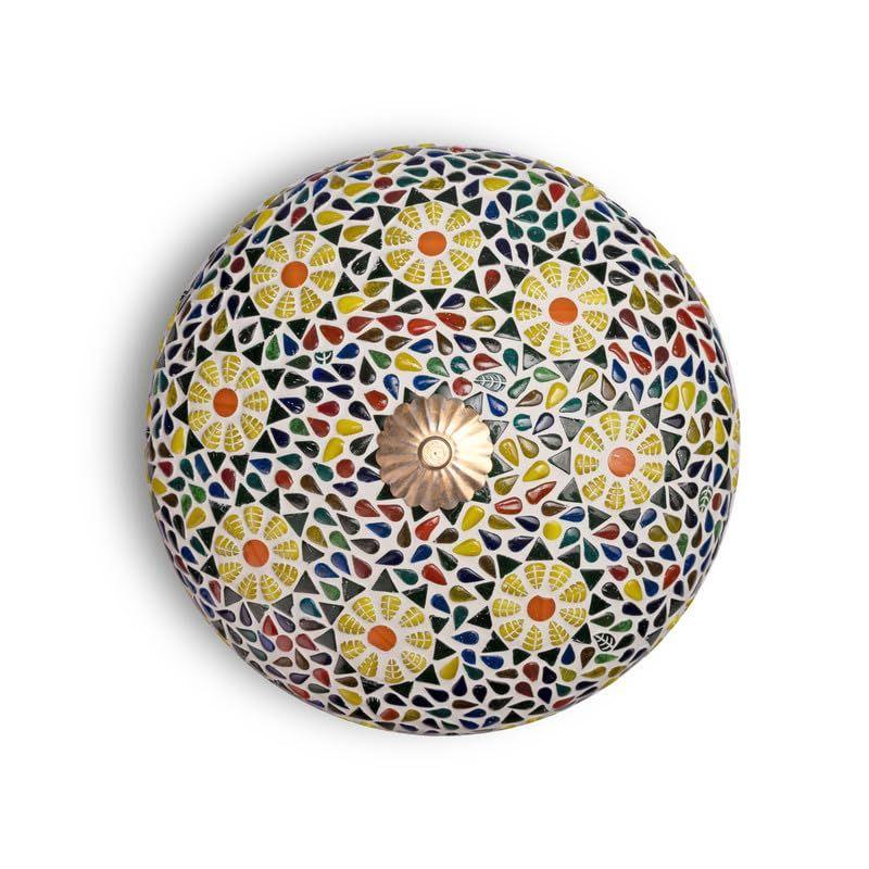 Lumină de Plafon din Sticlă Multicoloră cu Flori Mozaicate pentru Decorul Casei